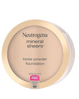 Neutrogena Mineral Sheers Lightweight Loose Powder Makeup Foundation with Vitamins A, C, & E, Sheer to Medium Buildable Coverage, Skin Tone Enhancer, Face Redness Reducer, Natural Beige 60,.19 oz