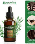 Pure Rosemary Oil Blended with Castor, Sesame, Jojoba and Grapeseed Oils to Promote Hair Growth, Biotin and Strengthen Hair, Dark Glass Bottle with Dropper 2Fl Oz