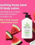 Hempz Body Lotion - Fresh Coconut & Watermelon Daily Moisturizing Cream, Shea Butter Body Moisturizer - Skin Care Products, Hemp Seed Oil - Large