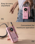 MelodySusie 2 in 1 Professional 35,000 RPM Nail Drill Kit, Coreless Rechargeable SM330G Electric Nail File, Cordless Portable Nail E File for Acrylic Gel Nails Polish Removal, Lightweight & Quiet Pink