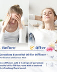 HIQILI 100ML Geranium Essential Oil for Skin, Diffuser & Candle, 100% Pure and Natural - 3.38 Fl Oz