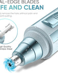 Ear and Nose Hair Trimmer Clipper - 2025 Professional Painless Eyebrow & Facial Hair Trimmer for Men Women, Battery-Operated Trimmer with IPX7 Waterproof, Dual Edge Blades for Easy Cleansing Blue