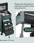 Nail Salon Cart with 4 Drawers,Rolling Makeup Train Case for Beauty,Cosmetology Case on Wheels Trolley Cart,Lockable Organizer Travel Case for Manicure/Face Painting/Hairstylist,DARK GREEN