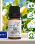 HIQILI Lemon Essential Oil, Household Cleaning, Air Purification, Skin Care, Can be Added to Cleansers, Sprays, Body Lotions Use - 0.33 Fl Oz/10ML