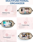 BAGSMART Makeup Bag Travel Toiletry Bag, Puffy Padded Make Up Bags for Women Makeup Organizer Case, Wide-open Pouch Purse Travel Essentials Toiletries Accessories Brushes, Black