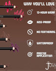 Juvia's Place Long Wear Lip Pencil – Kola – Waterproof & Kiss-proof, Long Lasting Lip Liner, Smooth Makeup Application - Soft Matte Finish Base for Lipstick - 13 Hours of Wear for Everyday Use