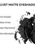 Erinde Black Matte Eyeshadow Palette, Single Black Smokey Pressed Powder Eye Shadow, Ultra-Blendable, Pigmented Color, Long Lasting, Halloween Goth Eye Makeup Palette, Cruelty-Free & Vegan