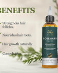 Pure Rosemary Oil for Hair Growth (4.05 fl oz) Infused with Biotin Jojoba & castor Oil | Hair strengthening Treatment | Nourishing & Volumizing– Strengthening, | Non-GMO verified