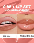 6pcs Hydrating Lip Oils + Lip Liner Pencil Lip Combo Sets, 24H Long-Lasting Lip Kit with Lip Liner and Gloss, Nourishing, Non-Sticky Tinted Stain Lip Gloss Plumping Lip Oil Set for Women(Set A)