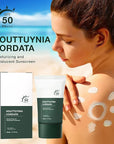 2pcs Heartleaf Silky Moisture Sunscreen, Moisture Daily Sunscreen, Silky Moisturizing Sunscreen, Hydrating Moisturizing Essence Korean SPF 50+ PA++++ Facial Moisturizer Sunscreen