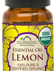 US Organic 100% Pure Lemon Essential Oil - USDA Certified Organic, Cold Pressed - W/Euro droppers (More Size Variations Available) (10 ml)