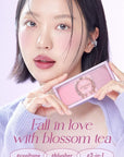 I'm Meme Palette - Afternoon Tea Blusher | Blossom Tea Blended, Cool Tone Blush for Cheek, Soft Pink, Peach, Lavender, 3 Shades Palette, Matte Powder Blush for Face&Cheeks, 0.4oz