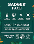Badger Mineral Face Sunscreen with Zinc Oxide, Sunblock Lotion Moisturizer with SPF 30, Vegan, Unscented, Lightweight Mineral Sunscreen for Face, 1.7 fl oz