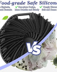 ManmiHealth 2 PCS Silicone Body Scrubber Shower Brush, Upgrade Super-Exfoliating Shower Scrubber with Non-Slip Hand Strap, Silicone Body Buffer for Use in Shower with a Free Hook (Black+Gray)