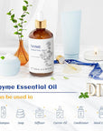 HIQILI 3.38 Fl Oz Thyme Essential Oil, 100% Pure Undiluted for Hair, Skin, Diffuser, Aromatherapy, Includes 10ML Travel Bottle - 100ML