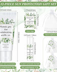12 Sets Thank You Gifts Mini Sunscreen and Sunscreen Lip Balms Travel Size Thank You Gifts for Weddings Baby Shower Favors Supplies(Wedding Eucalyptus)