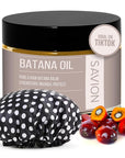 SAVION Raw Batana Oil for Hair Growth - 100% Pure Unrefined Organic Batana Oil Paste, Natural Hair Treatment for Thick Strong Strands - Honduras Sourced - Includes a Shower Cap, 4 Fl Oz, 120 ML