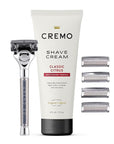 Cremo Original Shave Gift Set for Men, includes Impossibly-Slick 6 oz Shaving Cream, Chrome Barber Grade Razors for Men and four Razor Blades Refills