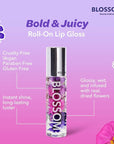 Blossom Roll on Lip Gloss, Scented Clear High Shine Moisturizing Lip Oil, Non Sticky, Infused with Real Flowers, Made in USA, 0.2oz, Lychee