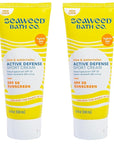 Seaweed Bath Co. Active Defense SPF 50 Sport Broad Spectrum Hybrid Sunscreen Cream, 3.4 Ounce (Pack of 2), Sustainably Harvested Seaweed, Aloe, Watermelon