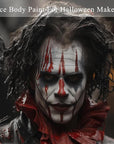 MEICOLY Black White Red Face Body Paint with Setting Powder and Sponges,Clown White Devil Joker Face Paint Makeup,Waterbased Body Paint,Halloween Face Painting for Vampire Skeleton Spiderman