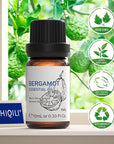 HIQILI Bergamot Essential Oil for Diffuser, Skin, Hair, DIY, 100% Pure & Natural, Travel Size - 0.33 Fl Oz (10 mL)