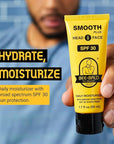 Bee Bald SMOOTH PLUS Head & Face Moisturizer with SPF 30 Sunscreen Lotion Protecting Skin From Harmful UVA/UVB Rays While Hydrating, Moisturizing and Toning, 1.7 Fl Oz (Pack of 2)