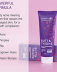 Butt Acne Clearing Treatment Cream - Reduce Bum Acne, Pimples & Zits - Clearing Acne Lotion for Buttocks - 2% Salicylic Acid for Acne Prone Skin (4oz) Made in USA.