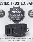 Avilana Silicone Body Scrubber – Gentle Shower Brush & Loofah Alternative- Food Grade & Lab Tested – Fast-Drying, Hygienic, BPA-Free Silicone Body Gentle Exfoliator (Dark Gray, Body & Face)