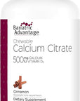 Bariatric Advantage Calcium Citrate Chewable 500mg with Vitamin D3 for Bariatric Surgery Patients Including Gastric Bypass and Sleeve Gastrectomy, Low Sugar - Cinnamon Flavor, 90 Count