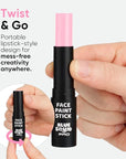 Blue Squid PRO Pastel Pink Face Paint Stick - Waterproof Body Paint for Adults & Kids Pink Eye Black Baseball, Eyeblack Softball -Hypoallergenic TwistUp NonToxic Makeup Stick for Cosplay, Sports & SFX