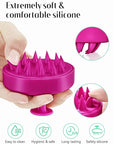 HEETA Scalp Massager Hair Growth, Soft Silicone Scalp Scrubber Shampoo Brush for Exfoliation, Dandruff Removal Head Massage Stress Relax, Wet & Dry Use for Thick Thin Curly Hair Care, Hot Pink