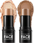 FOCALLURE 2 Pcs Mineral Cream Contour Stick,Moisturize Highlighter and Bronzer Pen,Non Stick Face Brightens & Shades Pencil,Long Lasting & Smooth Gliding Face Illuminator Makeup,24+11