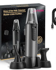 AREYZIN Nose Hair Trimmer for Men,Rechargeable Ear and Nose Trimmer Kit,Professional Painless Eyebrow Facial Hair Clipper, IPX7 Waterproof,Dual Edge Blades Easy Cleansing,Dark Gray