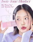 I'm Meme Palette - Afternoon Tea Blusher | Blossom Tea Blended, Cool Tone Blush for Cheek, Soft Pink, Peach, Lavender, 3 Shades Palette, Matte Powder Blush for Face&Cheeks, 0.4oz