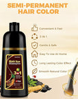 Dark Brown Hair Dye Shampoo 3 in 1 for Gray Hair Coverage, Hair Color Shampoo for Women Men, Herbal Ingredients Champu Para Pintar el Cabello (16.9 Oz)