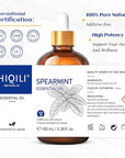 HIQILI 100ML Spearmint Oil for Skin Care, Facial, Can be Added to Lotions, Creams -100% Pure Natural Treatment Grade - 3.38 Fl Oz