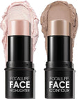 FOCALLURE 2 Pcs Mineral Cream Contour Stick,Moisturize Highlighter and Bronzer Pen,Non Stick Face Brightens & Shades Pencil,Long Lasting & Smooth Gliding Face Illuminator Makeup,Fair