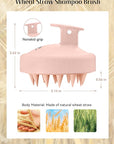 HEETA Scalp Massager Hair Growth, Silicone Scalp Scrubber Shampoo Brush for Exfoliation, Dandruff Removal & Head Massage Stress Relax, Wet & Dry Use for Thick, Thin Hair Care, Wheat Straw Light Pink