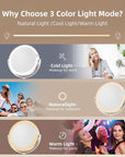 Lighted Makeup Mirror with Magnification (1X/10X), 8" Round Magnifying Vanity Mirror with Lights, Cordless Double Sided Light Weight Aluminum Alloy - Gifts Idea