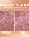 MAKI YIKA Metallic Pink Lipstick for Women Nude Lipsticks Long Lasting Shine Glitter Lipstick No Smudge No Transfer Liquid Lip Gloss (BR010 Sweet Sugar)