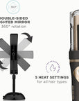 Conair Limited Edition Bundle | INFINITIPRO by CONAIR Curl Secret Automatic Curling Iron in 3/4-inch Barrel - and - Conair Lighted Makeup Mirror | Black | Amazon Exclusive