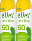 Alba Botanica Sensitive Sunscreen Spray for Face and Body, Fragrance-Free, Broad Spectrum SPF 50, Water Resistant, 5 fl. oz. Bottle (Pack of 2)