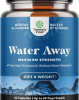 Water Away Pills Maximum Strength - Herbal Diuretic Pills for Water Retention for Fast Acting Bloating Relief for Women and Men - Easy To Take Water Retention Pills for Women and Men - 60 Servings