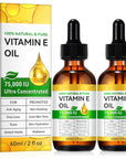 2PCS Natural Vitamin E Oil for Skin, 75,000 IU Ultra Concentrated Vitamin E Oil for Face, Hair and Scars, Moisturizing Dry Skin Oils, Promotes Skin Elasticity