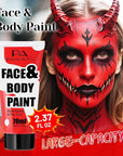 Red Washable Face Paint 70ml , Water-Based Cream Body Paint for Devil, Spider-Man Joker Looks, Non-Toxic Full Coverage Face Body Paint for Halloween SFX Cosplay Makeup ,Costume Events,Party