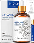 HIQILI 100ML Geranium Essential Oil for Skin, Diffuser & Candle, 100% Pure and Natural - 3.38 Fl Oz