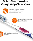 Amazon Basics Orbit Toothbrushes, Soft, Full, 4 Count, Assorted Colors (Previously Solimo) (Pack of 3)