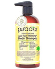 PURA D'OR Original Gold Label Anti-Thinning Shampoo – CLINICALLY TESTED Botanical Formula – Biotin & Argan Oil – Sulfate-Free Strengthening & Volumizing for Fuller-Looking Hair, Men & Women, 16 fl oz