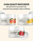NATURE WELL Shea Body Butter Variety Pack, Includes Grapefruit, Mango, & Pomegranate, Provides Ultimate Nourishment & Hydration, 3 Pack (8 Ounces Each)